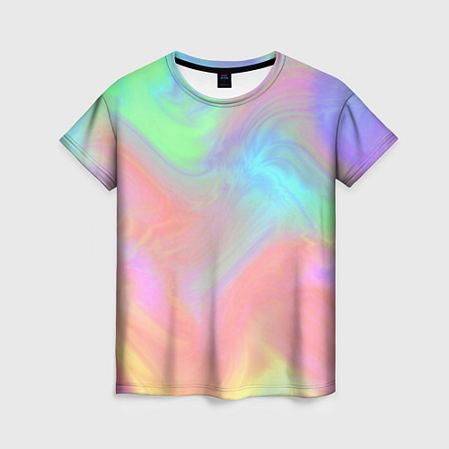 Женская футболка Абстракция смесь красок светлый тай-дай / 3D-принт – фото 1