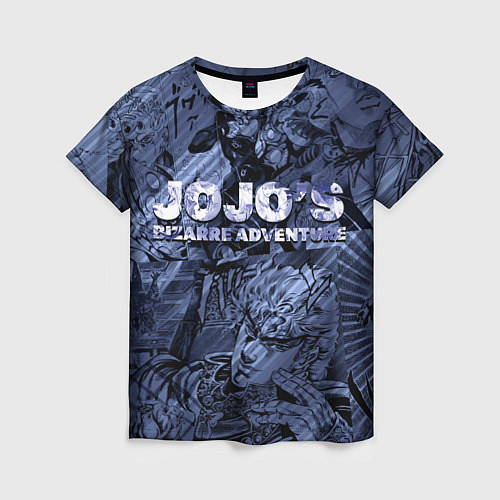 Женская футболка ДжоДжо на фоне манги / 3D-принт – фото 1