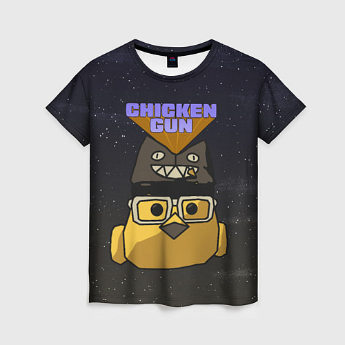 Женская футболка Chicken gun space / 3D-принт – фото 1