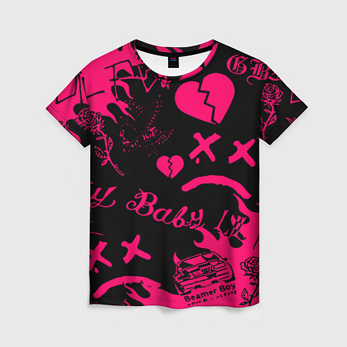 Женская футболка Lil peep pink steel rap / 3D-принт – фото 1