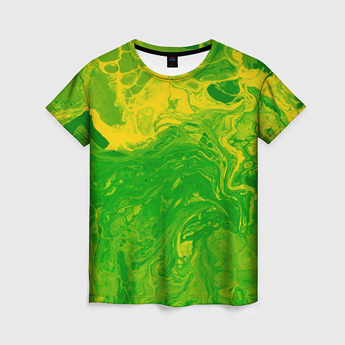 Женская футболка Зеленые подтеки / 3D-принт – фото 1