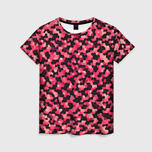 Женская футболка Мозаика красно-бордовый / 3D-принт – фото 1