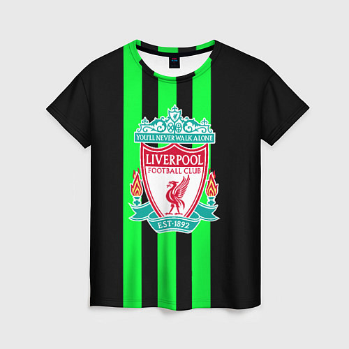 Женская футболка Liverpool line green / 3D-принт – фото 1