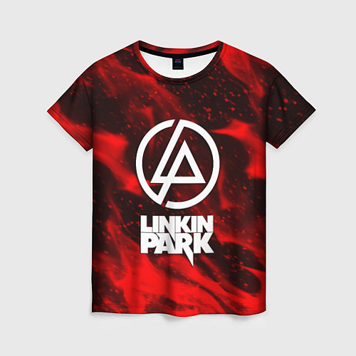 Женская футболка Linkin park красный огонь / 3D-принт – фото 1