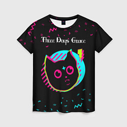 Футболка женская Three Days Grace - rock star cat, цвет: 3D-принт