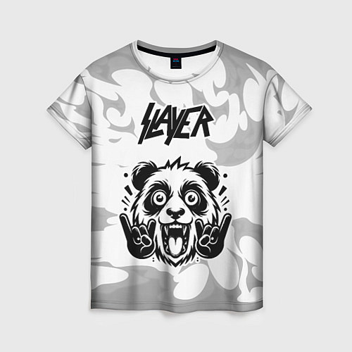 Женская футболка Slayer рок панда на светлом фоне / 3D-принт – фото 1