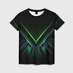 Женская футболка Green and black abstract style