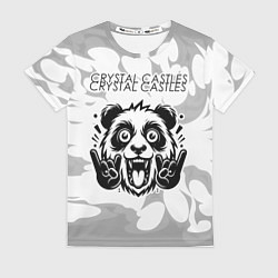 Женская футболка Crystal Castles рок панда на светлом фоне