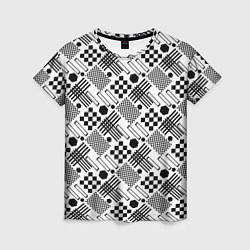 Женская футболка Современный черно белый геометрический узор