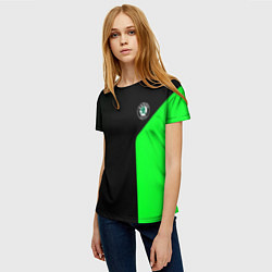 Футболка женская Skoda pattern sport green, цвет: 3D-принт — фото 2