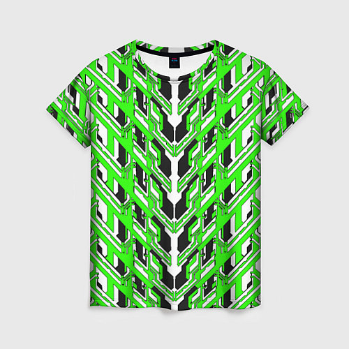 Женская футболка Зелёная техно броня / 3D-принт – фото 1