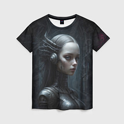 Женская футболка Девушка-андроид из стали