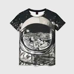 Женская футболка Космонавт в черно-белом мире