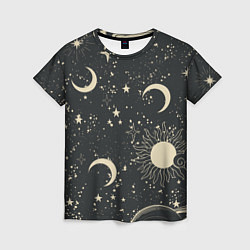 Женская футболка Звёздная карта с лунами и солнцем