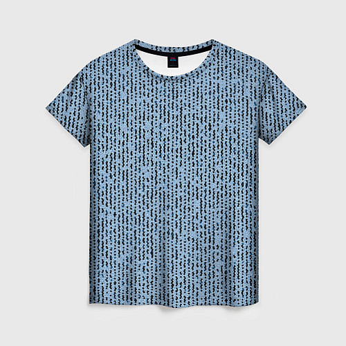 Женская футболка Голубой с чёрным мелкая мозаика / 3D-принт – фото 1