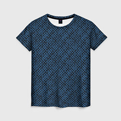 Женская футболка Паттерн чёрно-синий мелкая клетка
