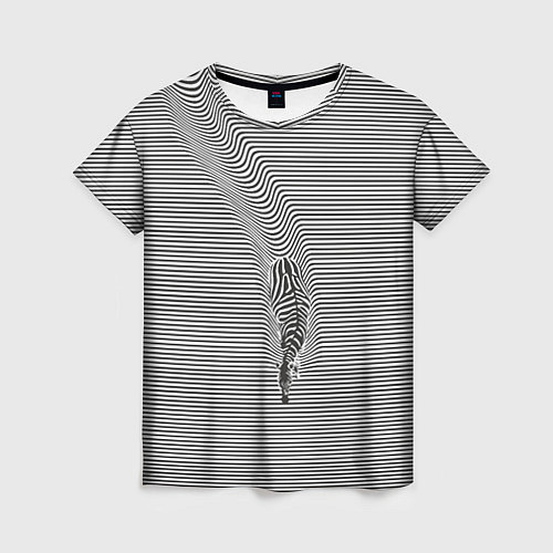 Женская футболка Зебра плывущая в полосках / 3D-принт – фото 1