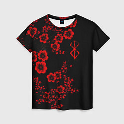 Женская футболка Клеймо жертвы из аниме Берсерк - красные цветы