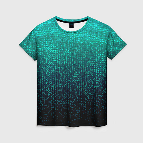Женская футболка Градиент мелкая мозаика аквамарин / 3D-принт – фото 1
