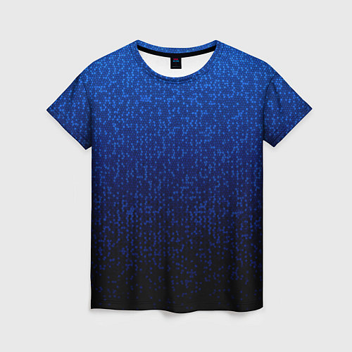 Женская футболка Градиент мелкая мозаика сине-чёрный / 3D-принт – фото 1