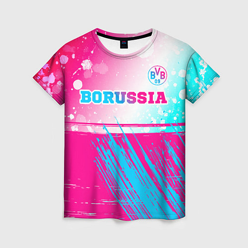 Женская футболка Borussia neon gradient style посередине / 3D-принт – фото 1