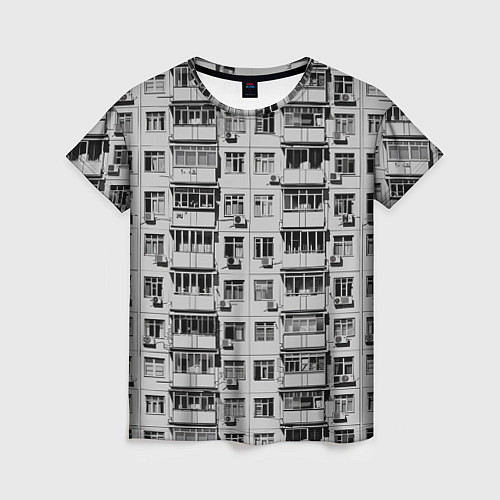 Женская футболка Панелька в черно-белых тонах / 3D-принт – фото 1