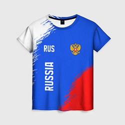 Женская футболка Триколор и герб России