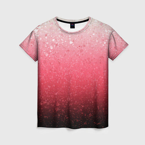 Женская футболка Градиент розово-чёрный брызги / 3D-принт – фото 1