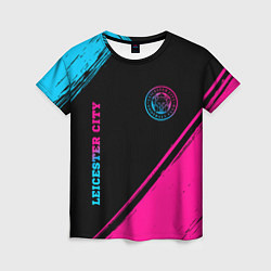 Женская футболка Leicester City - neon gradient вертикально