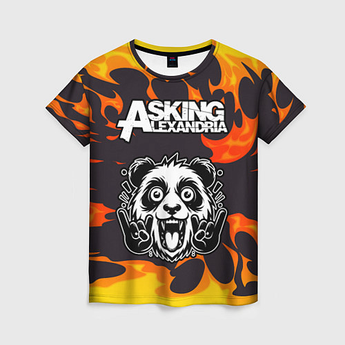 Женская футболка Asking Alexandria рок панда и огонь / 3D-принт – фото 1