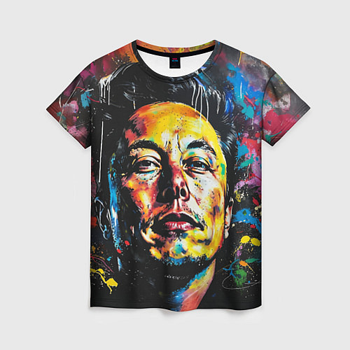 Женская футболка Граффити портрет Илона Маска / 3D-принт – фото 1