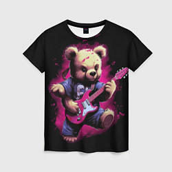 Футболка женская Плюшевый медведь музыкант с гитарой, цвет: 3D-принт