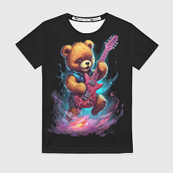 Женская футболка Большой плюшевый медведь играет на гитаре