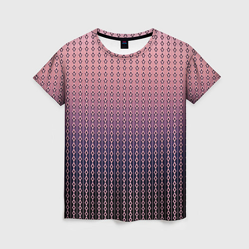 Женская футболка Тёмно-розовый полосы узоры / 3D-принт – фото 1