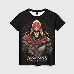 Женская футболка Assassins creed в красном капюшоне