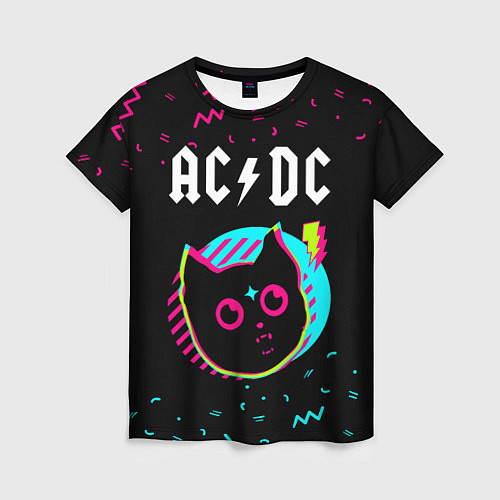 Женская футболка AC DC - rock star cat / 3D-принт – фото 1