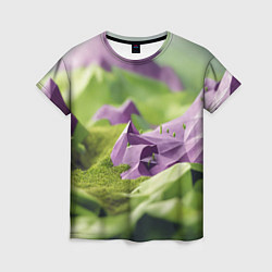 Женская футболка Геометрический пейзаж фиолетовый и зеленый