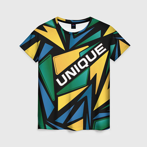 Женская футболка Разноцветный геометрический узор - уникальный / 3D-принт – фото 1