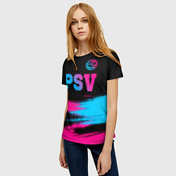 Футболка женская PSV - neon gradient посередине, цвет: 3D-принт — фото 2