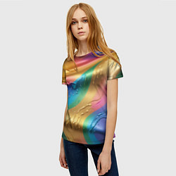 Футболка женская Жидкий радужный металл, цвет: 3D-принт — фото 2