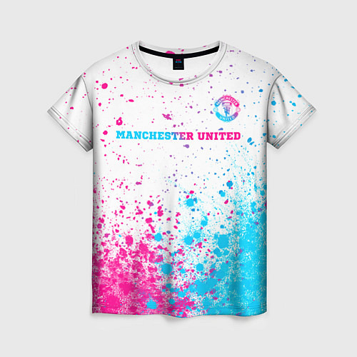 Женская футболка Manchester United neon gradient style посередине / 3D-принт – фото 1