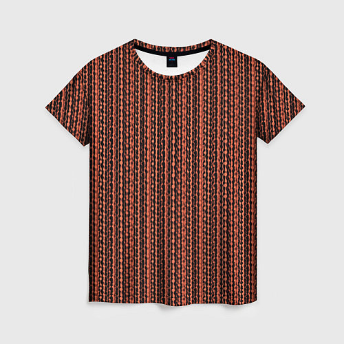 Женская футболка Красно-коричневый искажённые полосы / 3D-принт – фото 1