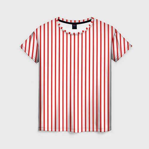 Женская футболка Белый в красную полоску / 3D-принт – фото 1