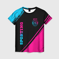 Женская футболка Sporting - neon gradient вертикально