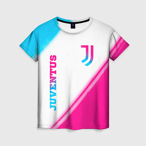 Женская футболка Juventus neon gradient style вертикально / 3D-принт – фото 1
