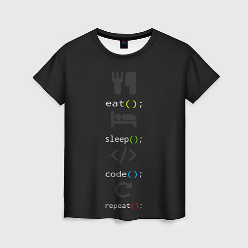Женская футболка Будни программиста / 3D-принт – фото 1