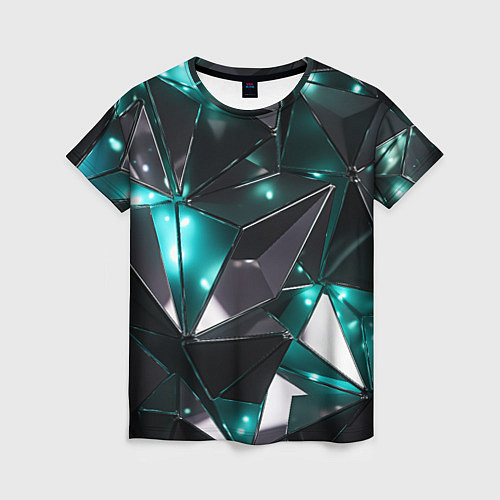 Женская футболка Геометрическая абстракция Блестящие грани / 3D-принт – фото 1