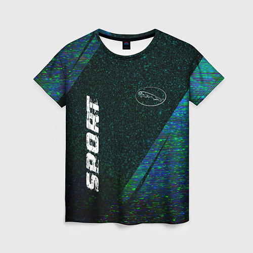 Женская футболка Jaguar sport glitch blue / 3D-принт – фото 1