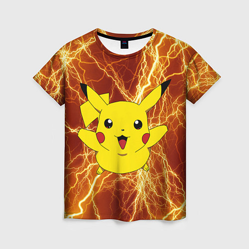 Женская футболка Pikachu yellow lightning / 3D-принт – фото 1