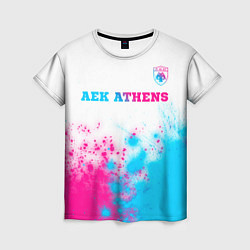 Футболка женская AEK Athens neon gradient style посередине, цвет: 3D-принт